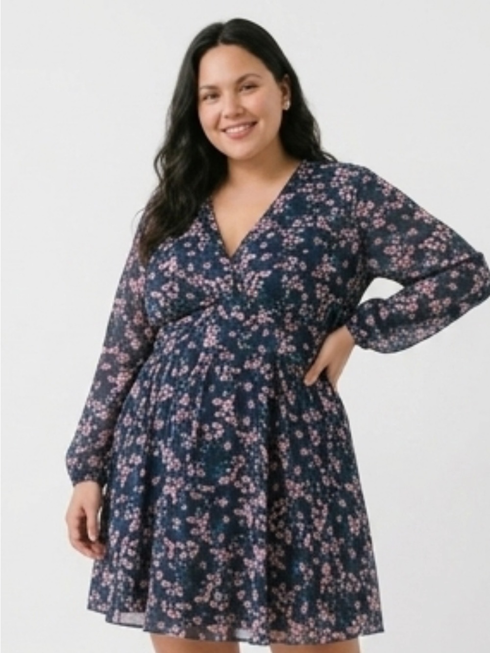 Swimsuit Dress Floral and Navy Blue One- Piece Bloomchic